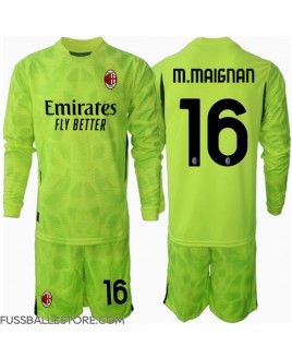 Günstige AC Milan Mike Maignan #16 Torwart 3rd trikot Kinder 2024-25 Langarm (+ Kurze Hosen)